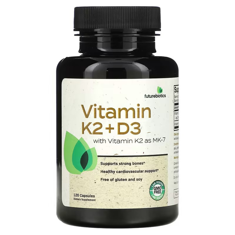 FutureBiotics, Витамины D3 и K2, (5000 МЕ / 90 мкг, МК-7), 120 капсул ...