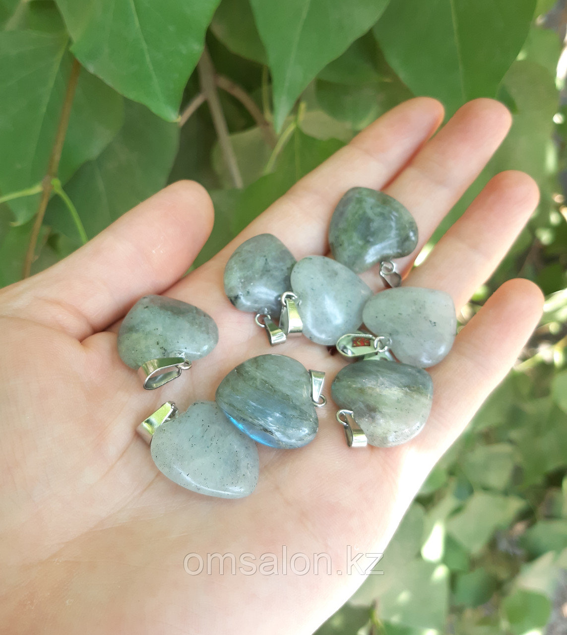 Кулон Сердце из лабрадора, 18х18мм, фото 1