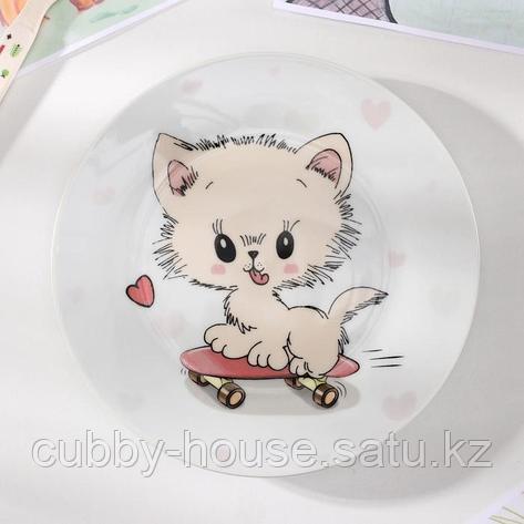 Тарелка Доляна «Котёнок на скейте», d=17,5 см, фото 2