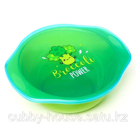 Тарелка для кормления Broccoli Power, c крышкой, цвет зеленый, фото 2