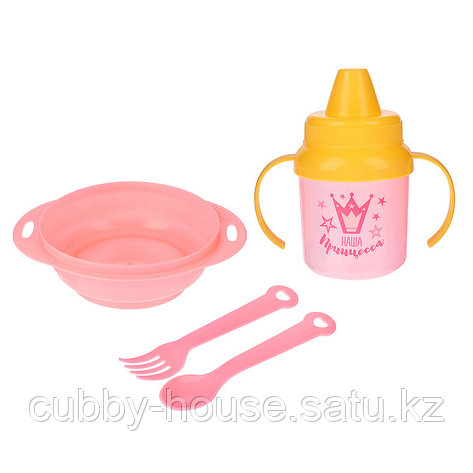 Набор детской посуды «Наша принцесса», 4 предмета: тарелка, поильник, ложка, вилка, от 5 мес., фото 2
