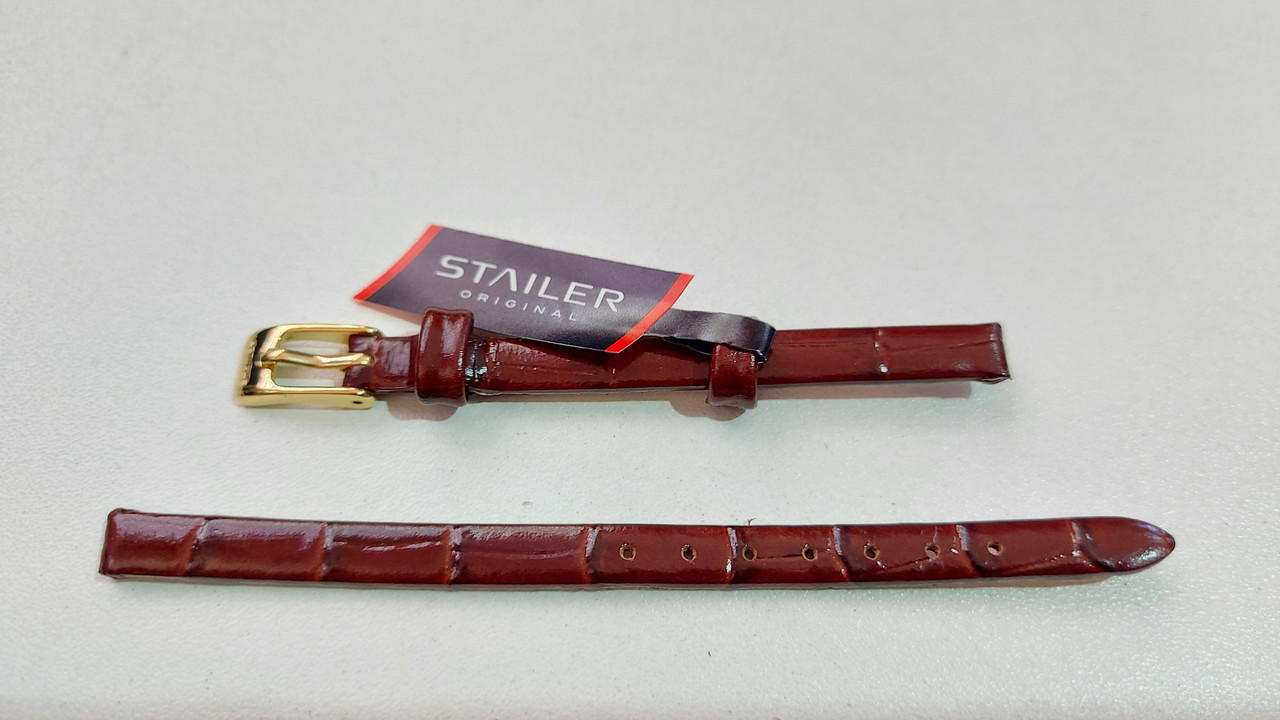 Кожаный Немецкий ремешок "Stailer" на наручные золотые часы 6 мм. Original. Ремешки. Рассрочка. Kaspi RED - фото 1