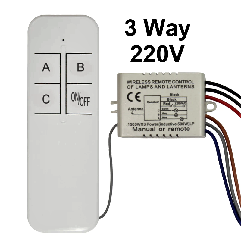 Беспроводной выключатель 3-канальный 220 В с пультом для люстры - фото 1 - id-p102554261