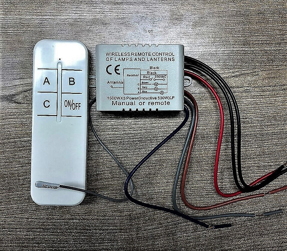 Беспроводной выключатель 3-канальный 220 В с пультом для люстры - фото 3 - id-p102554261