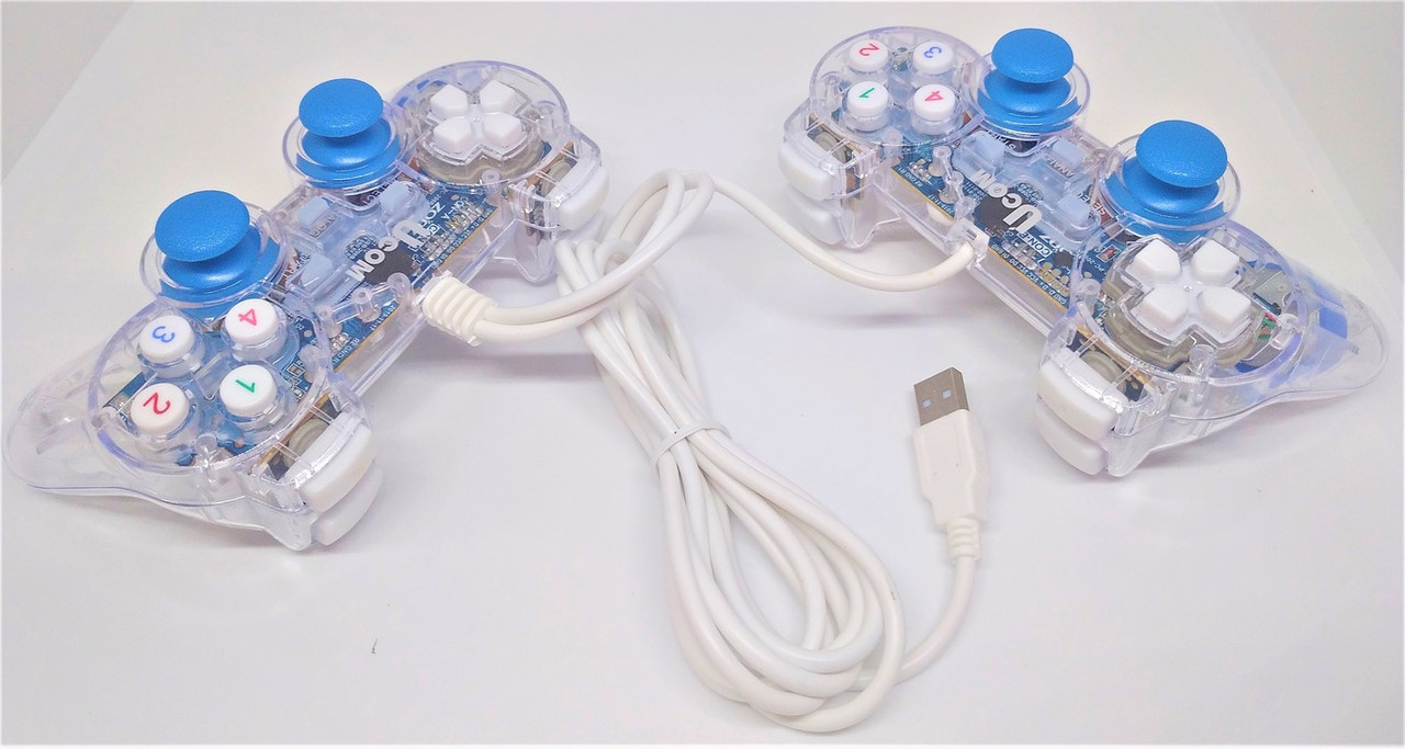 Проводной комплект прозрачных джойстиков Ucom 208-2 DualShock (питание от одного провода USB) - фото 4 - id-p102554566