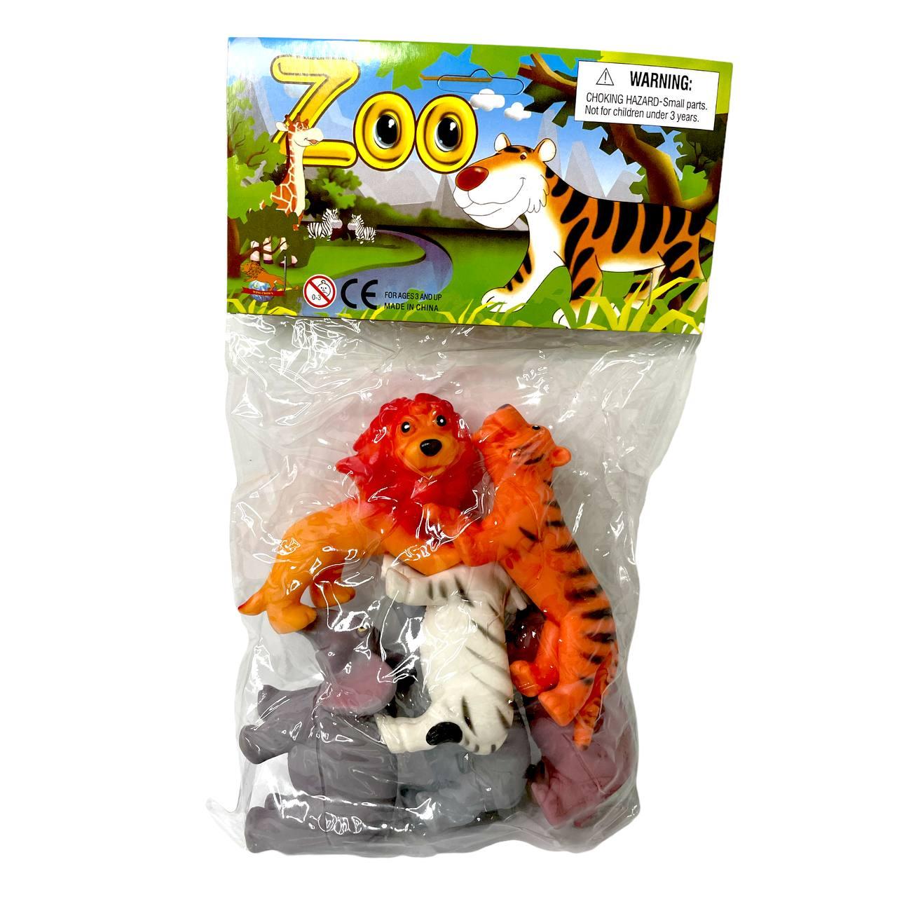 2637-6 Животные дикие резиновые ZOO 6шт в пакете 18*15см