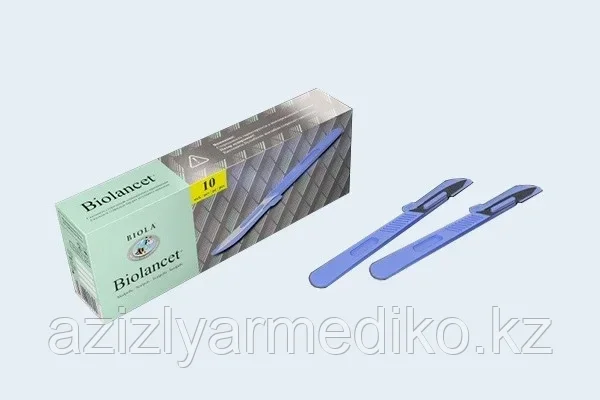 Скальпель Biolancet Budget №14 с защитным колпачком из углеродистой стали