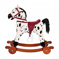 PITUSO Качалка-Лошадка с колесами мягконаб.,муз., Белый с черными пятнами, 74*30*64см, фото 3