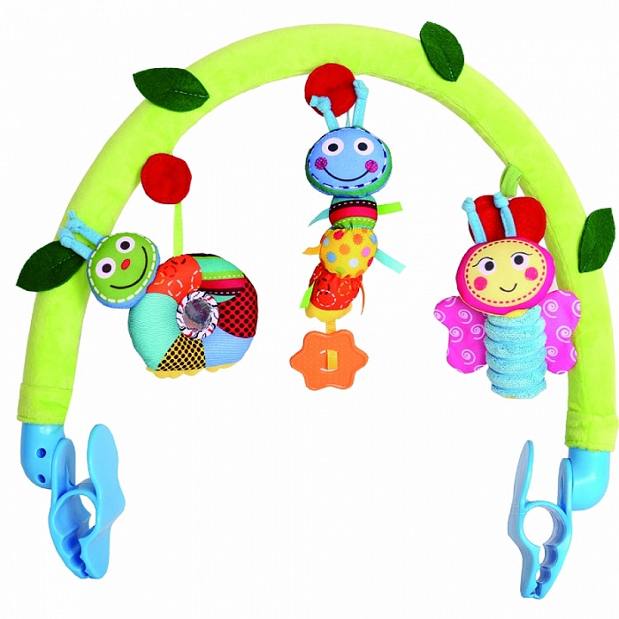 BIBA TOYS Дуга на коляску Счастливые Гусенички 50*33 см (в кор.12 шт.)
