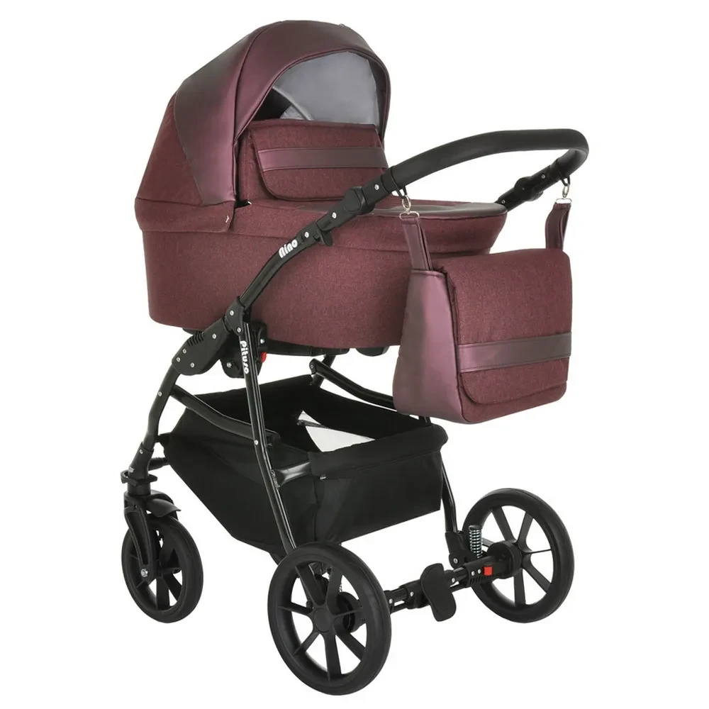Коляска 2 в1 Pituso Nino короб+прогулка Purple +Кожа Metalic Purple