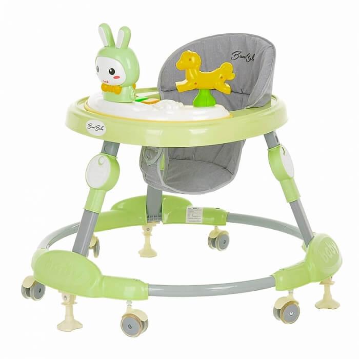 BAMBOLA Ходунки Зайчик (круглые) (6 силик.кол,игр.,муз) 6 шт в кор.(69*69*55) Soft Green/Зеленый