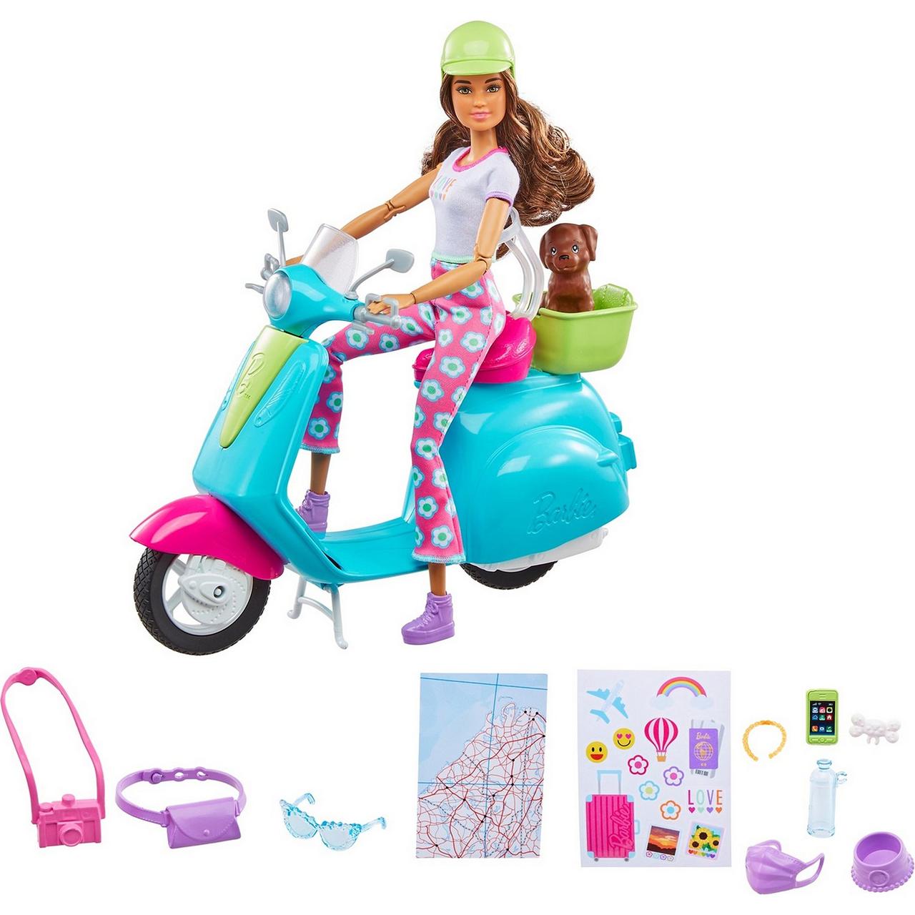 Набор игровой Barbie Кукла со скутером и аксессуарами