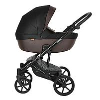 Коляска 2 в 1 Pituso Confort Plus гелевые колеса Черный+Кожа Тем.Шоколад, фото 3