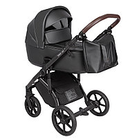 Коляска 2 в1 Roan Bass Next Кожа Black Pearl/Black/руч.Тем.коричневый, фото 4