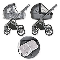Коляска 2 в1 Roan Bass Next Кожа White/Black/руч.Тем.коричневый, фото 5