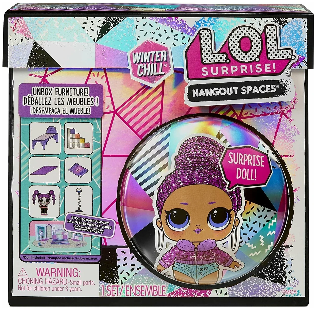 Кукла лол L. O. L. Surprise Furniture Winter Chill Hangout Spaces Snow-Day Suite with Bling Quee