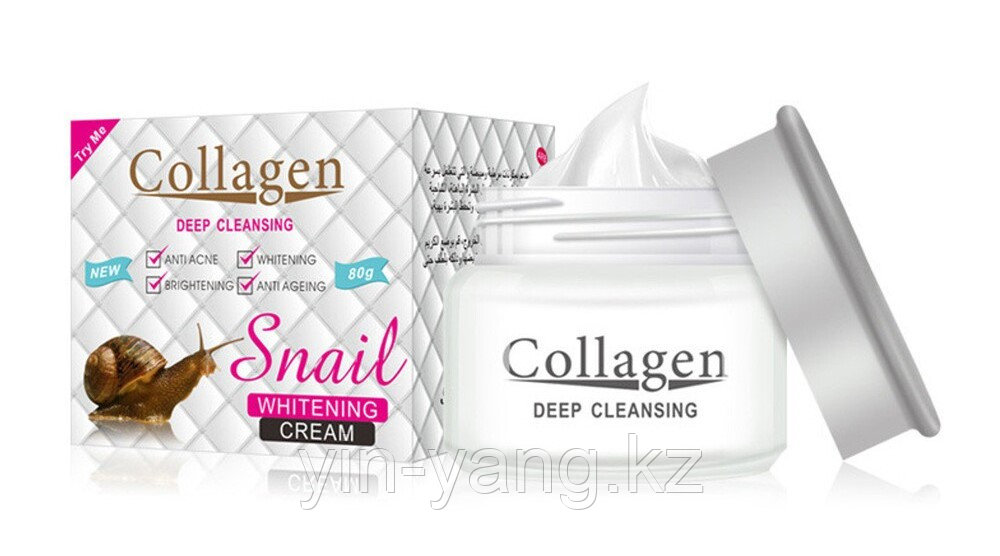 Отбеливающий крем для лица "SNAIL COLLAGEN" с коллагеном и муцином улитки, 80 г