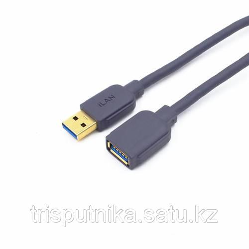 Кабель USB AM - USB AF удл-ль iLAN Lux, медь, 5 м, серый - фото 1 - id-p97092360