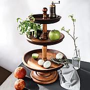 Трёхъярусная ваза для фруктов и сладостей из натурального кедра Mаgistrо, 47 см, цвет шоколадный