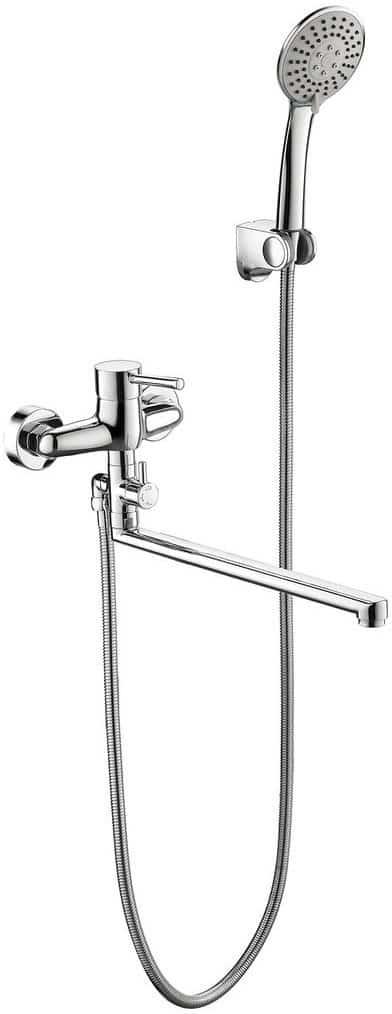 F6332366CP-01L-RUS BRAVAT SLIM Смеситель для ванны длинный излив с аксессуарами (к/к 12)