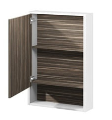 Шкаф зеркальный Белль 60, белый с макассар