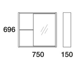 Шкаф зеркальный Уника 80, белый с дуб гальяно