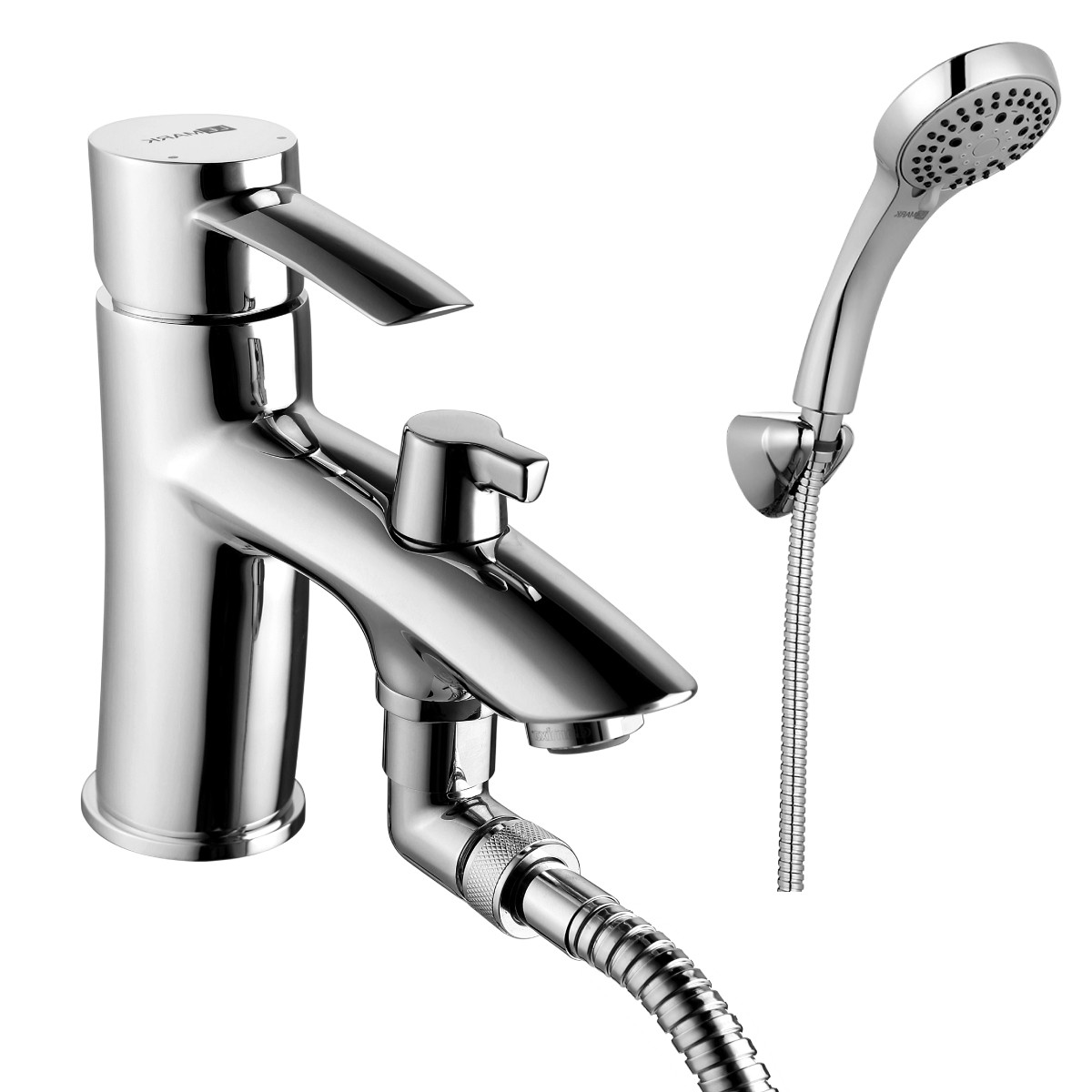 LM3215C Атлантисс Смеситель на борт ванны, с коротким изливом, с аксессуарами, хром (к/к 6)