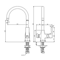 LM7261BLR URSUS Смеситель для кухни, с подключением к фильтру питьевой воды, черный/розовое золото