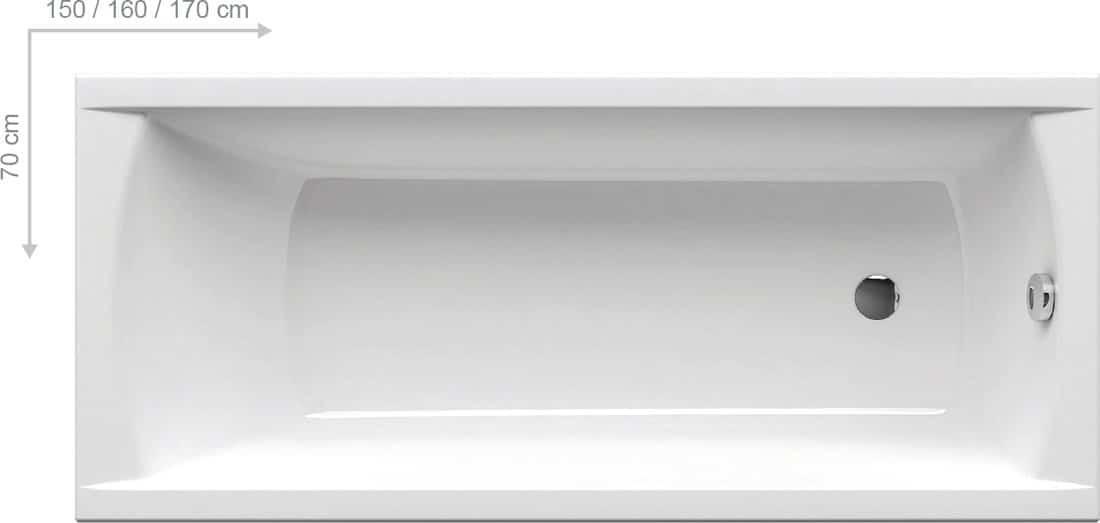 Ванна акриловая прямоугольная CLASSIC 150x70 N белая