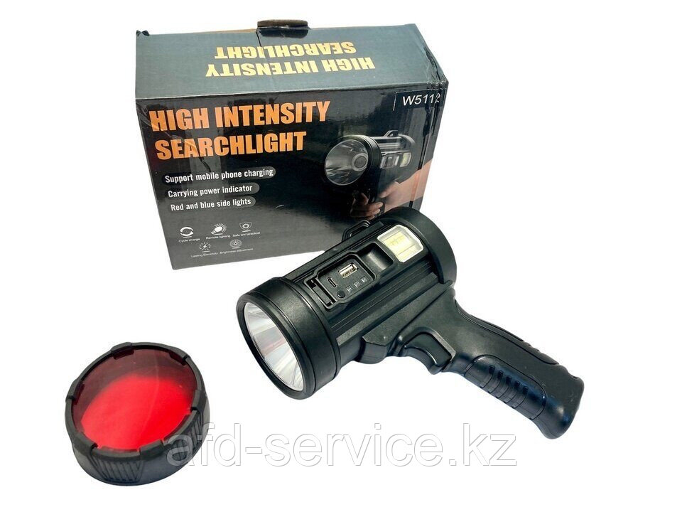 Фонарь поисковый W5112 (аккумуляторный с подзарядкой от солнца, +3 линзы)