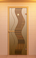 Стеклянные двери для сауны и бани 700 х 1900 с рисунком