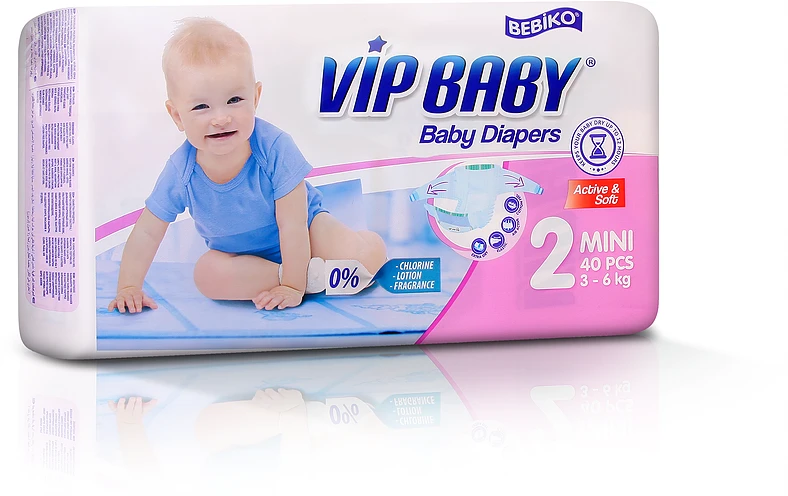 Подгузники Vip Baby MINI (3-6 кг) 40 штук - фото 1 - id-p73168698