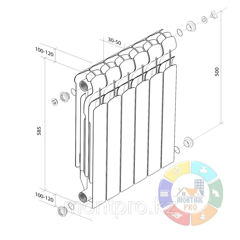 Алюминиевый радиатор INDIGO 500/100 - фото 3 - id-p58817605