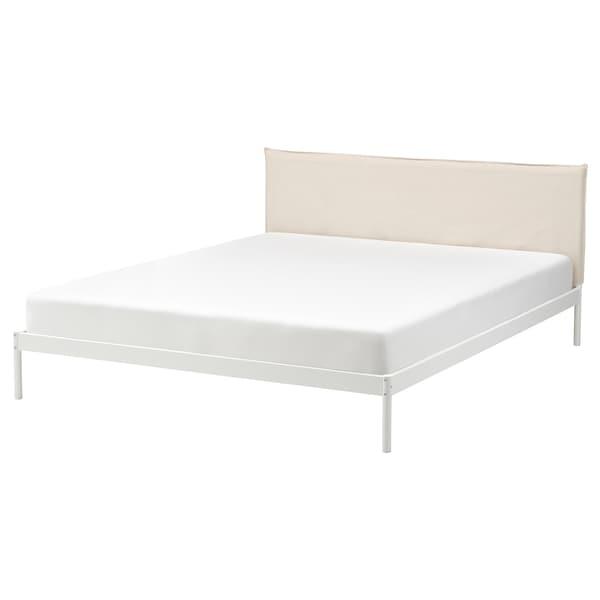 Кровать каркас КЛЕППСТАД белый/Висле бежевый, 160x200 см ИКЕА, IKEA