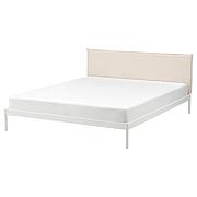 Кровать каркас КЛЕППСТАД белый/Висле бежевый, 160x200 см ИКЕА, IKEA