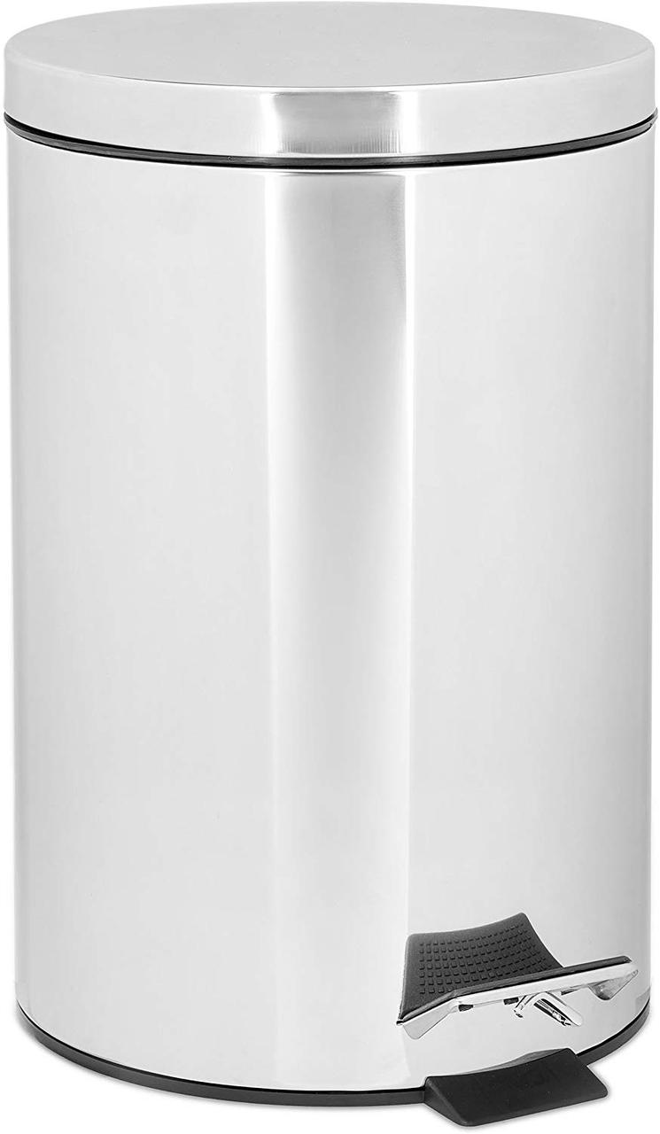Корзина для мусора с педалью и крышкой 12 литров нержавеющая сталь ...