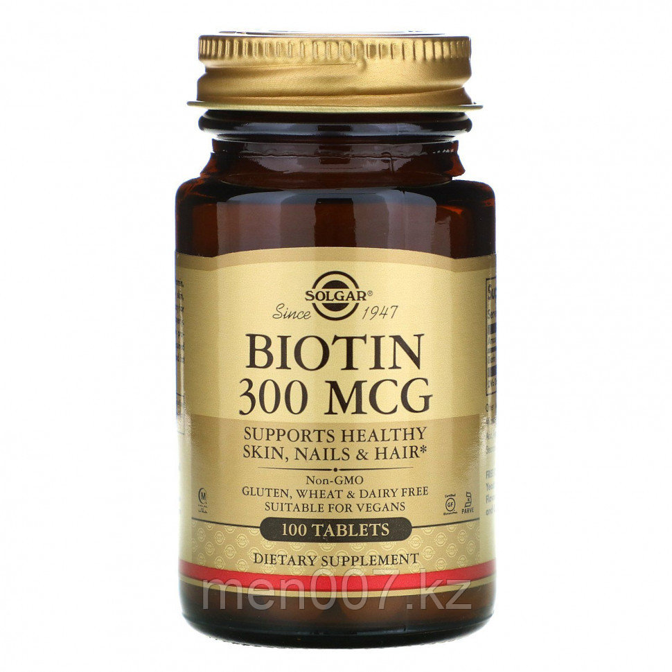 БАД Биотин 300 мкг (100 таблеток) Solgar