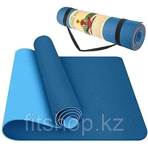 Антибактериальный  коврик для йоги и фитнеса из термополиуретана 8 мм, TPE, фото 1