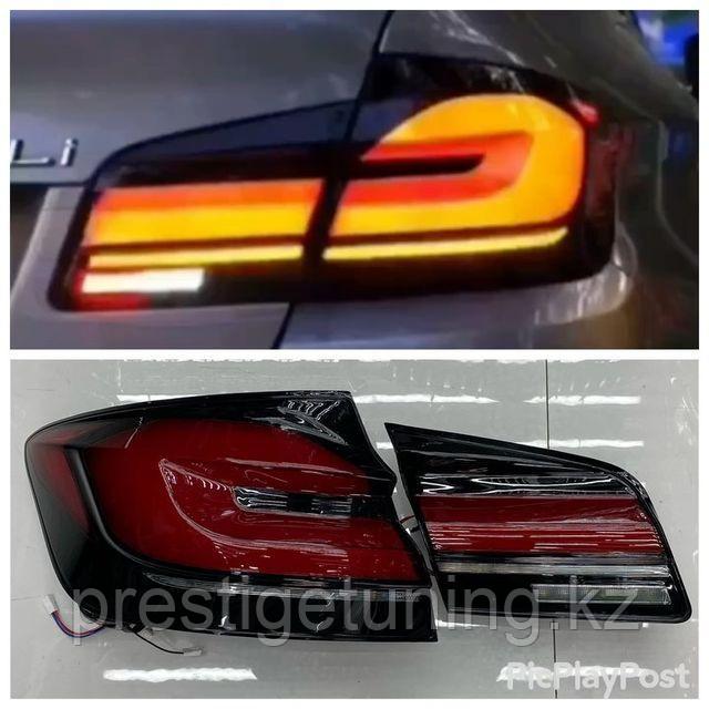 Задние фонари на BMW 5-серия F10 2009-17 дизайн G30 LCI (Темный цвет) - фото 1 - id-p102683515