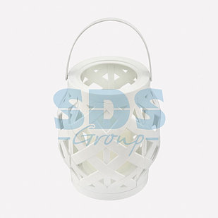 Декоративный фонарь со свечкой, плетеный корпус, белый, размер 14х14х16,5 см, цвет теплый белый