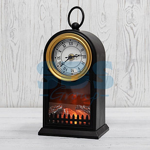 Светодиодный камин «Старинные часы» с эффектом живого огня 14,7x11,7x25 см, черный, батарейки 2хС (не в
