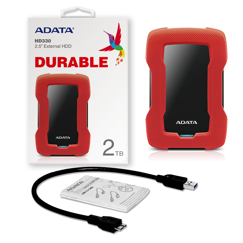 ADATA AHD330-2TU31-CRD Внешний жесткий диск HD330 2TB USB 3.2 красный - фото 2 - id-p102694465
