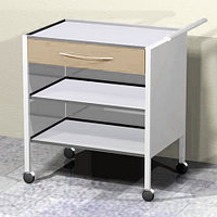 Столик-тележка медицинский инструментальный (металл) 2 полки и 1 ящик