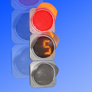 Светофор 300 мм транспортный с табло обратного отсчета времени желтого цвета, фото 1