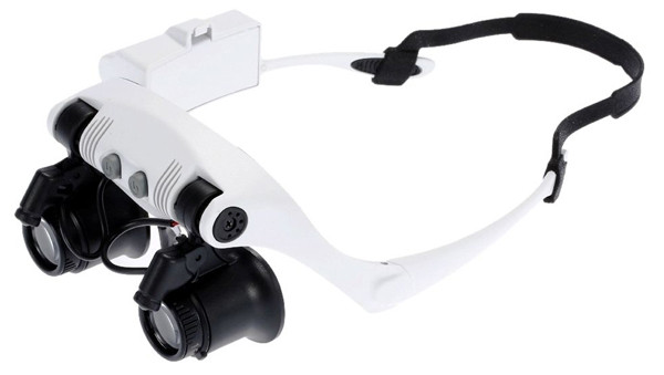 Лупа-очки Kromatech налобная бинокулярная 10/15/20/25x, с подсветкой (2 ...