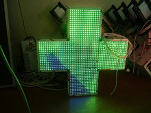 Аптечный крест. Размер 800х800х150/130 мм. Цвет свечения - зеленый