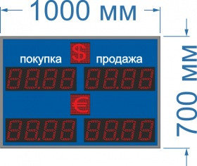 Табло курсов валют №2 на четыре валюты. Переменный знак. (двухстороннее)