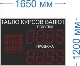 Табло курсов валют № 1. Высота цифр 350 мм. Яркость светодиода 2 кд (тень, солнце)