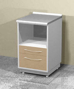 Металлическая тумба напольная для оборудования с розеткой