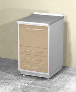 Металлическая тумба напольная с 4 ящиками